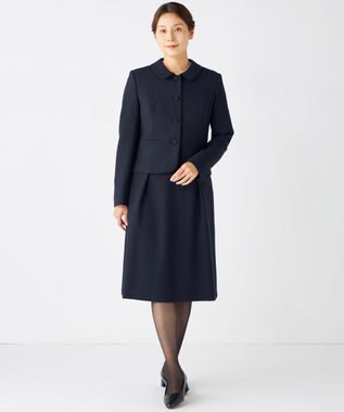 自由区 FORMAL 【お受験/セレモニーに】濃紺洗える/ストレッチワンピース+ジャケット ネイビー系