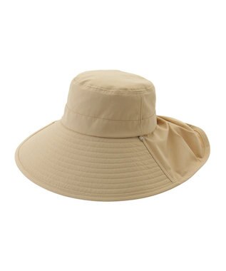 MOONBAT 【遮光100％/遮熱/UVカット】PAUL&JOE ACCESSOIRES(ポール&ジョー）後ろ垂れ 広つばハット 帽子 サイズ調整可能 手洗い可能 ベージュ
