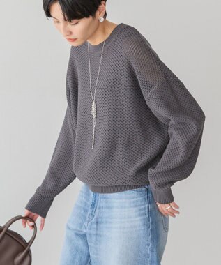 AMERICAN HOLIC 透かし編みニットプルオーバー Charcoal Gray