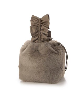 UNBILLION カシュカシュ cachecache / フリルハンドルエコファー巾着バッグ オーク