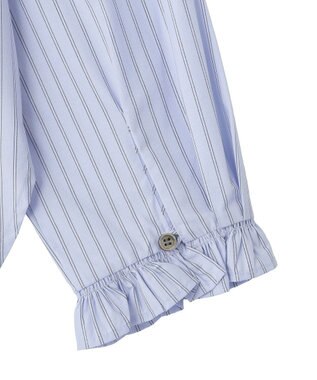 YECCA VECCA イージケアフリルカラーシャツ Stripe Blue