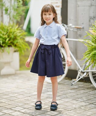 組曲 KIDS 【110-140㎝】サッカーストライプ キュロット ネイビー