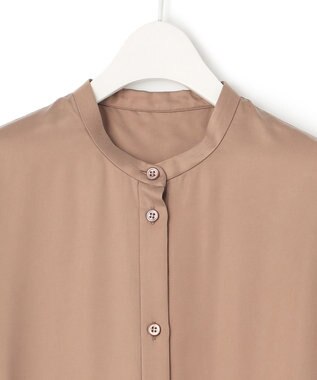 ICB 【洗える】 ルゼブフィブリルサテン シャツワンピース レディッシュブラウン系