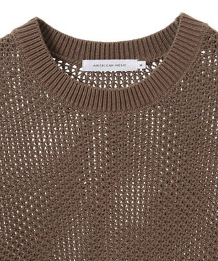 AMERICAN HOLIC 透かし編みニットプルオーバー Mocha