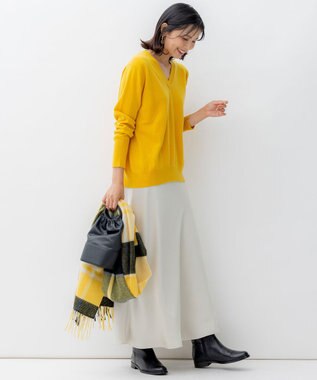 23区 【洗える】ピュアカシミヤ Vネック ニット イエロー系