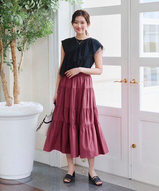 Tiaclasse 【小倉優子さん着用】ラタン風配色ストラップサンダル ブラック