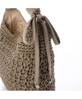 UNBILLION カシュカシュ cachecache / ドロストギャザーハンドル柄編2wayトート ダークグレー