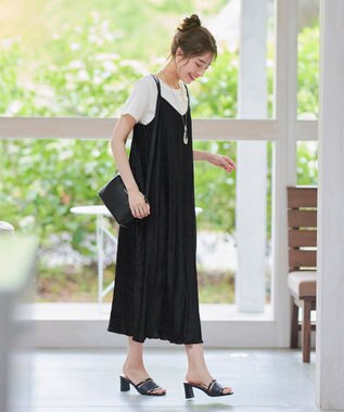 Tiaclasse 【小倉優子さん着用】ラタン風配色ストラップサンダル ブラック