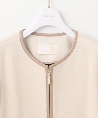 ANY SIS L 【洗える】スエードライクトリミング コート アイボリーベージュ