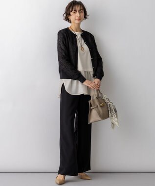 23区 L 【先行予約】ラッセルレース ニット カーディガン ブラック系