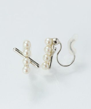 Phoebe 【痛くないシリーズ/金属アレルギー対応】パールクロスライトフィットイヤリング　シルバー シルバー