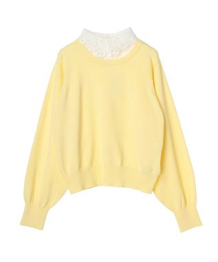 earth music&ecology 襟付きニットプルオーバー Light Yellow
