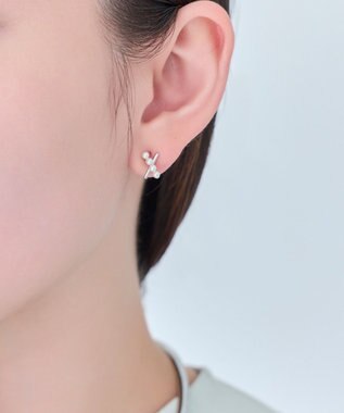 Phoebe 【痛くないシリーズ/金属アレルギー対応】パールクロスライトフィットイヤリング　シルバー シルバー