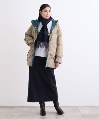 MOONBAT WEB限定【洗える】ミエル (miel) カシミヤ100％ チェックマフラー ネイビーブルー