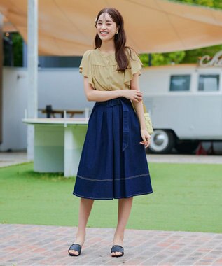 Tiaclasse 【小倉優子さん着用】ラタン風配色ストラップサンダル ブラック