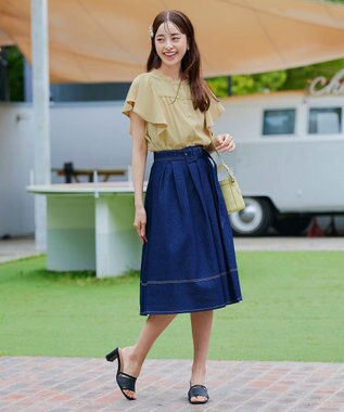 Tiaclasse 【小倉優子さん着用】ラタン風配色ストラップサンダル ブラック