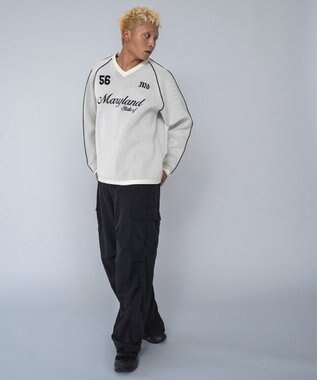 WEGO 【ユニセックス着用ITEM】ゲームロゴメッシュジャガードプルオーバー オフホワイト