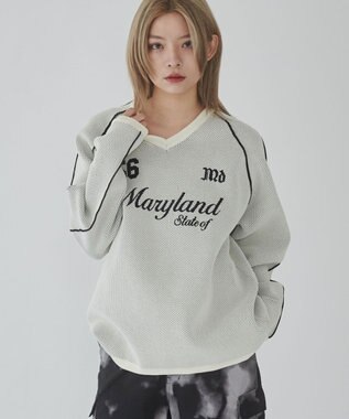 WEGO 【ユニセックス着用ITEM】ゲームロゴメッシュジャガードプルオーバー オフホワイト