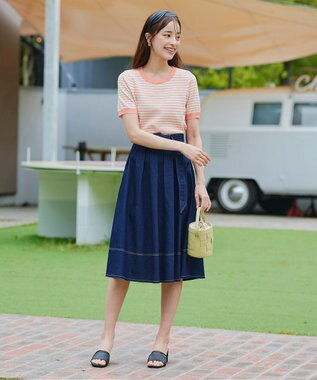 Tiaclasse 【小倉優子さん着用】ラタン風配色ストラップサンダル ブラック