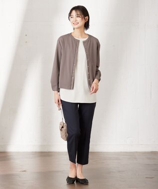 J.PRESS LADIES ベーシックジャージー ロングTシャツ カットソー ライトグレー系