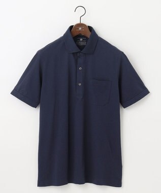 JOSEPH ABBOUD 【オーガニックコットン使用】ブロックサッカーポロシャツ ネイビー系
