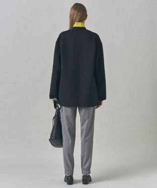 ICB WoolRever ノーカラーショートコート ブラック系