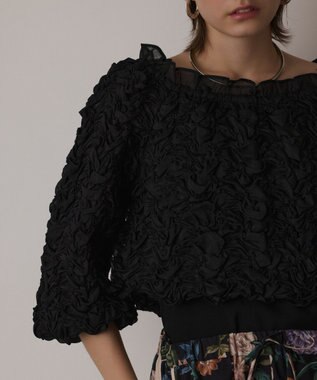 GRACE CONTINENTAL シャーリングトップ ブラック