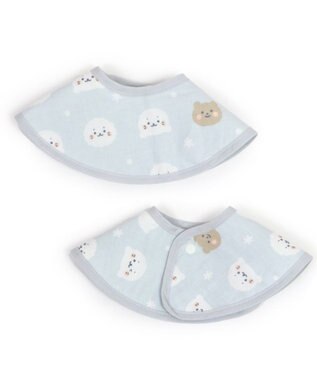 Mother garden しろたん 総柄スタイ 四重ガーゼ よだれかけ 丸型 U型 まんまるスタイ グレー