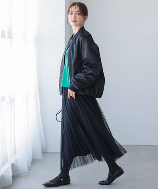 23区 【洗える】チュール プリーツ スカート ブラック系