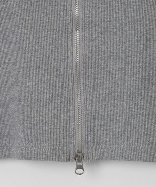 WEGO ワンポイント刺繍WZIP長袖トップス 杢グレー