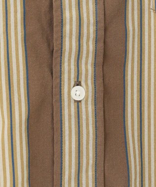 J.PRESS YORK STREET 【UNISEX】ストライプ バンドカラーシャツ ブラウン系2