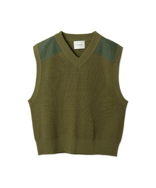 WEGO Vネックニットベスト カーキ