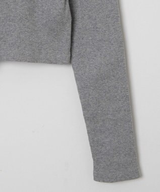 WEGO ワンポイント刺繍WZIP長袖トップス 杢グレー