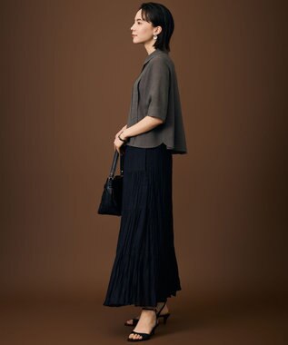 自由区 L 【涼感シアー】スラブボイルタック ブラウス グレー