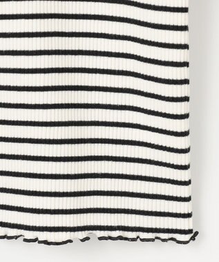 ANY KIDS 襟リボンカットソー ブラック×オフホワイト（ボーダー）