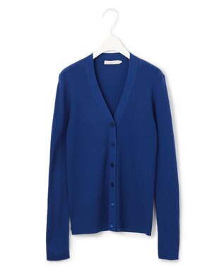 ICB L 【洗える】エクストラファインメリノ Vネックカーディガン ロイヤルブルー系