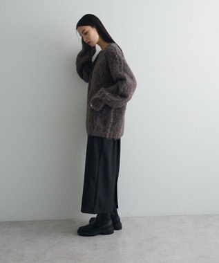 Green Parks 前後２ｗａｙキーネックシャギーニット Brown