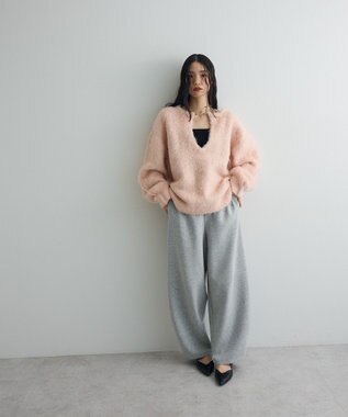 Green Parks 前後２ｗａｙキーネックシャギーニット Pink