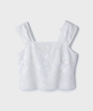 GRACE CONTINENTAL チュール刺繍トップ ホワイト