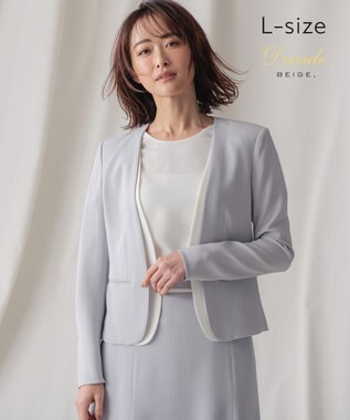 BEIGE， 【L-size】CINDY / ダブルカラージャケット  Ice blue × White