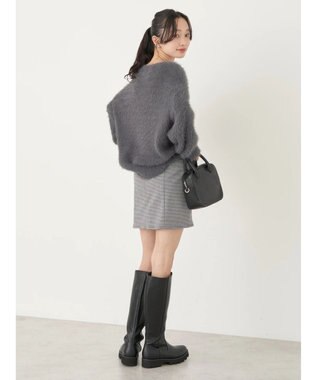 earth music&ecology ゆるモヘアライクレースニット Charcoal Gray