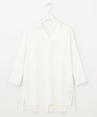 自由区 【洗える】エンブロイダリー スキッパーチュニック アイボリー系