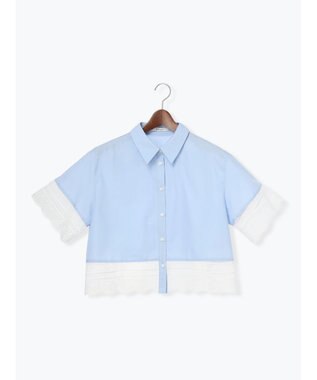 Te chichi レースヘムクロップトシャツ サックスブルー