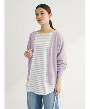 Green Parks ＵＶカット加工　ドルマンニットカーディガン Light Purple