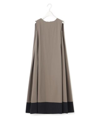 ICB L 【洗える】RENUソフトタイプライター ノースリーブワンピース カーキ×ブラック系