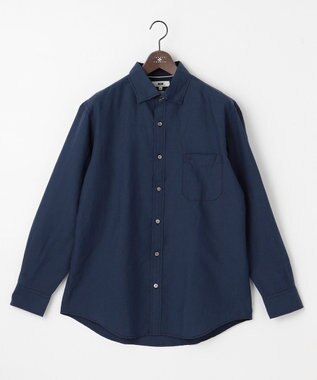 JOSEPH ABBOUD 【キングサイズ・オーガニックコットン】リヨセルリネン シャツ ネイビー系