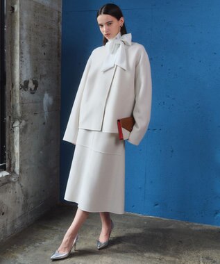 BEIGE， 【洗える】STOW / パフスリーブボウタイブラウス Ecru