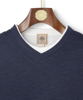J.PRESS MEN 【WEB・一部店舗限定】Ｖネックフェイクレイヤード ロングスリーブTシャツ ネイビー系