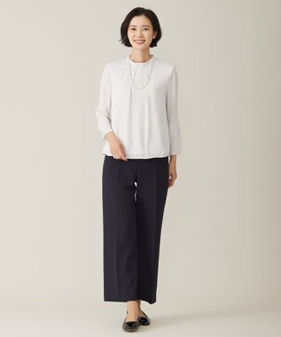 J.PRESS LADIES L 【洗える】ジョーゼットジャージー パンツ ネイビー系