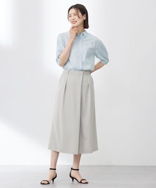 J.PRESS LADIES 【洗える】BEZ 空羽ストライプ シャツ ブラウス アクアグリーン系